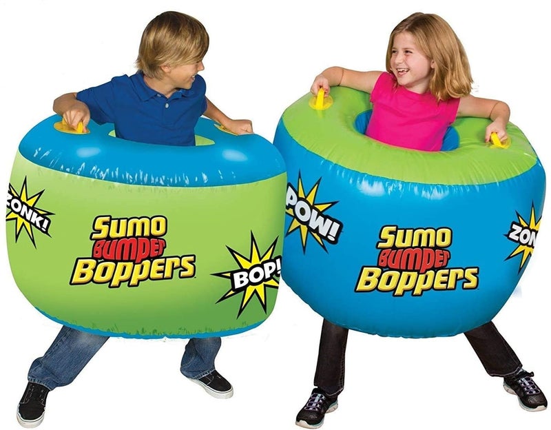 BIG TIME TOYS بيغ تايم توييز سومو بامبر بوبيرز بيلي بامبر توي, مجموعة من 2 مع 2 رقع إصلاح, الأطفال يصبحون نشيطين ومضحكين, متعة منفوخة بالهواء, أكثر متعة من معركة وسائد, رائعة للرشاقة-التوازن-التنسيق - Image 2